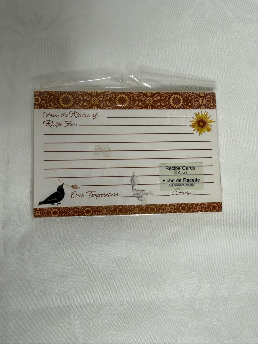 Studio Recipe Cards with Brown Borders and Yellow Sunflower